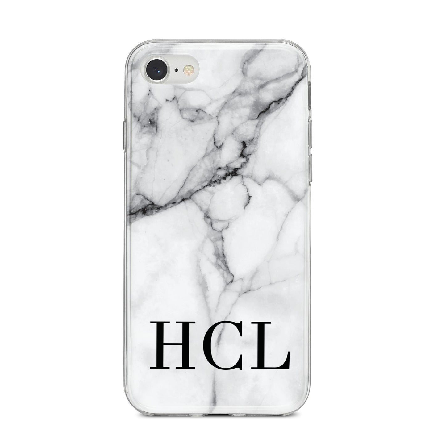 Personalised Medium Marble Initials iPhone 8 Bumper Case on Silver iPhone