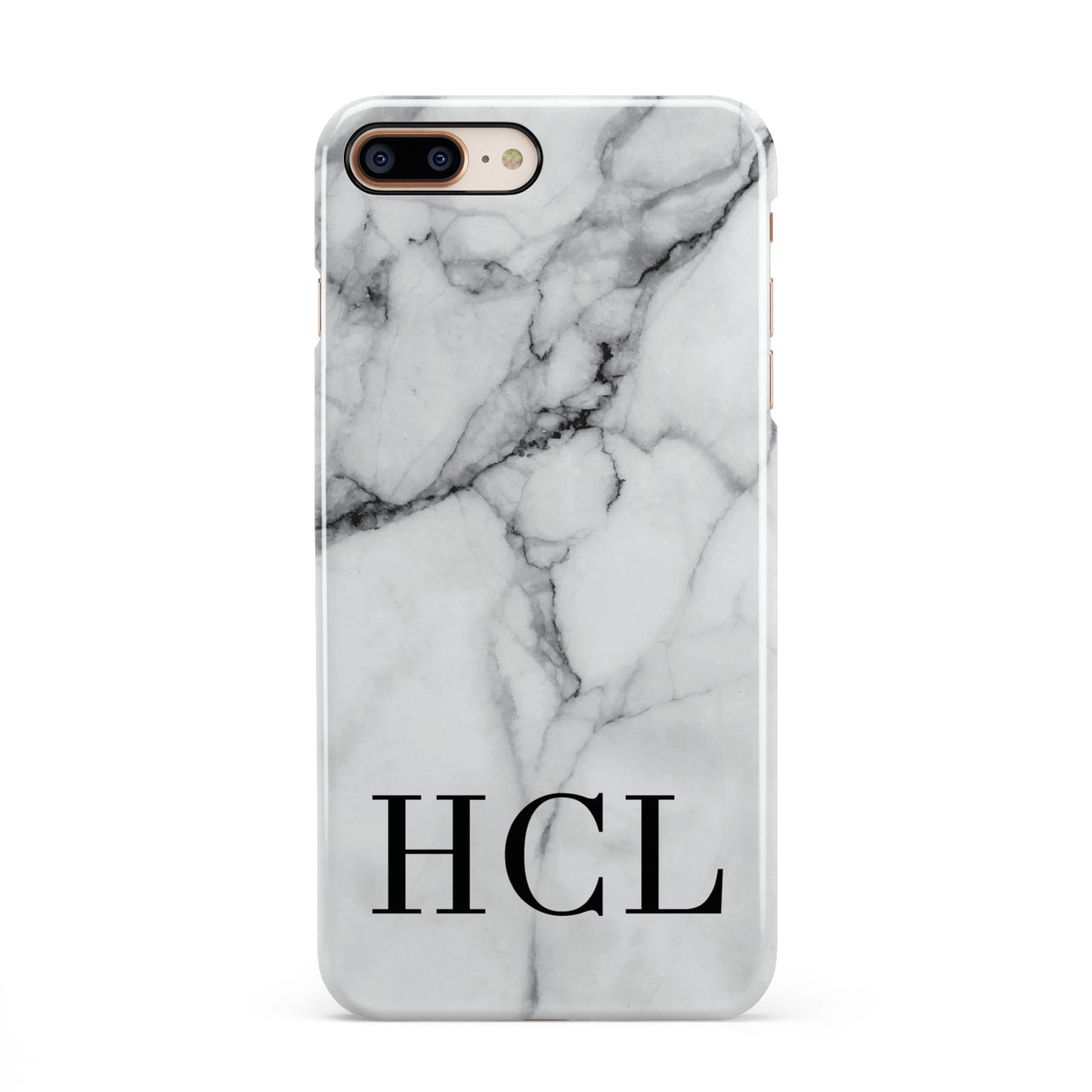 Personalised Medium Marble Initials iPhone 8 Plus 3D Snap Case on Gold Phone