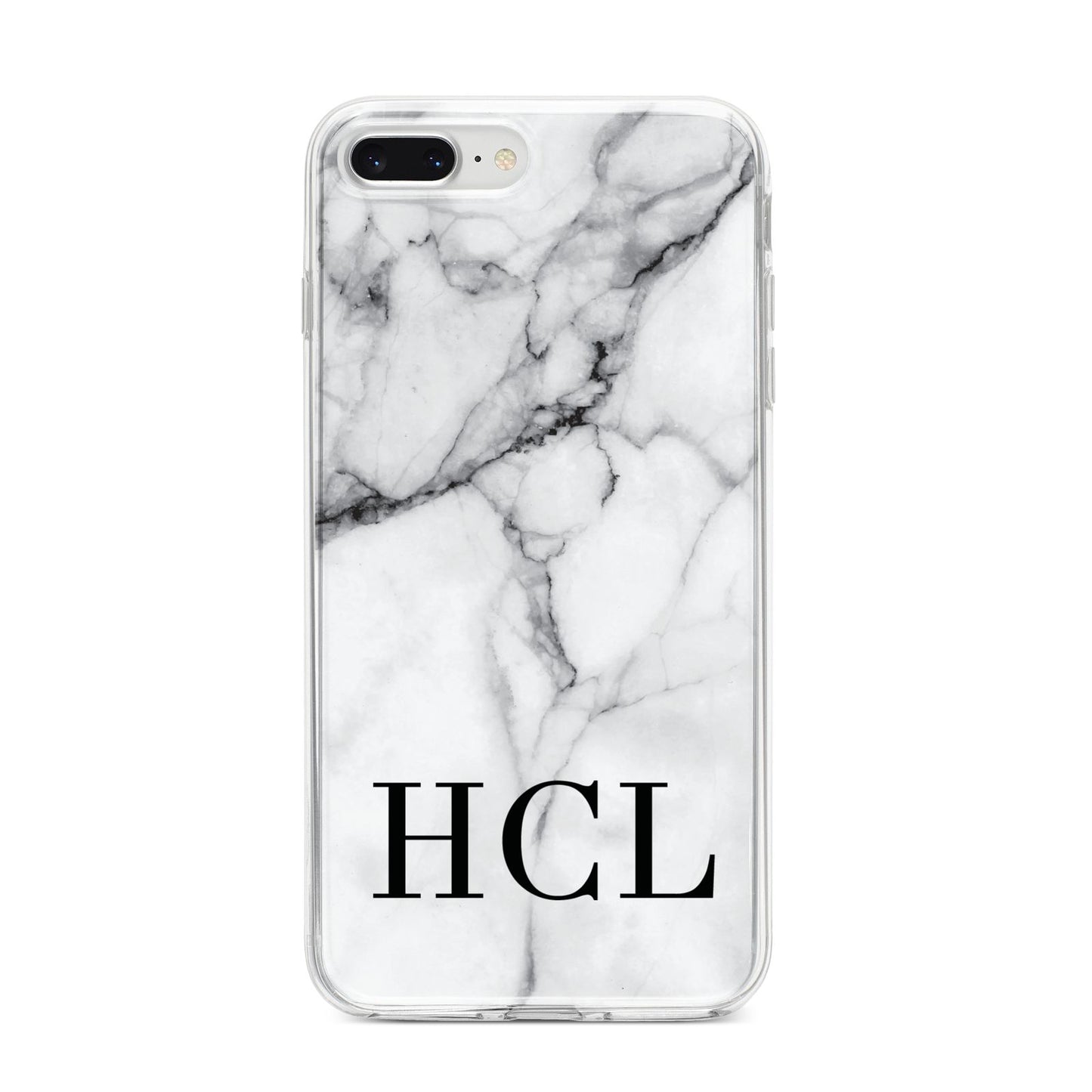 Personalised Medium Marble Initials iPhone 8 Plus Bumper Case on Silver iPhone