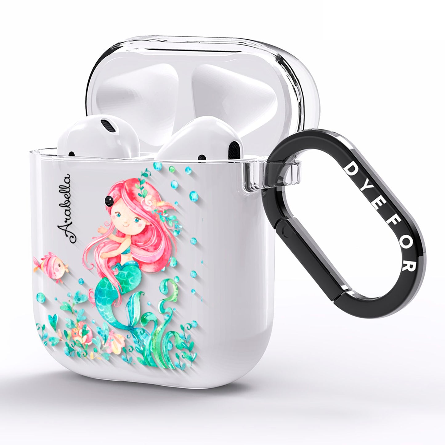 Personalised Mermaid AirPods Clear Case Side Image