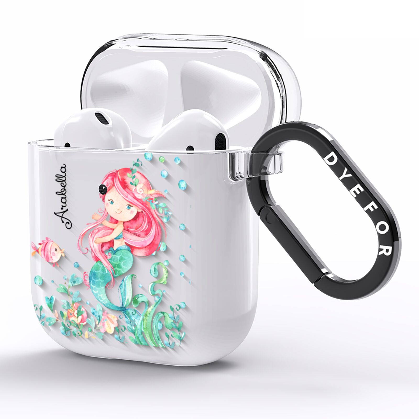 Personalised Mermaid AirPods Clear Case Side Image