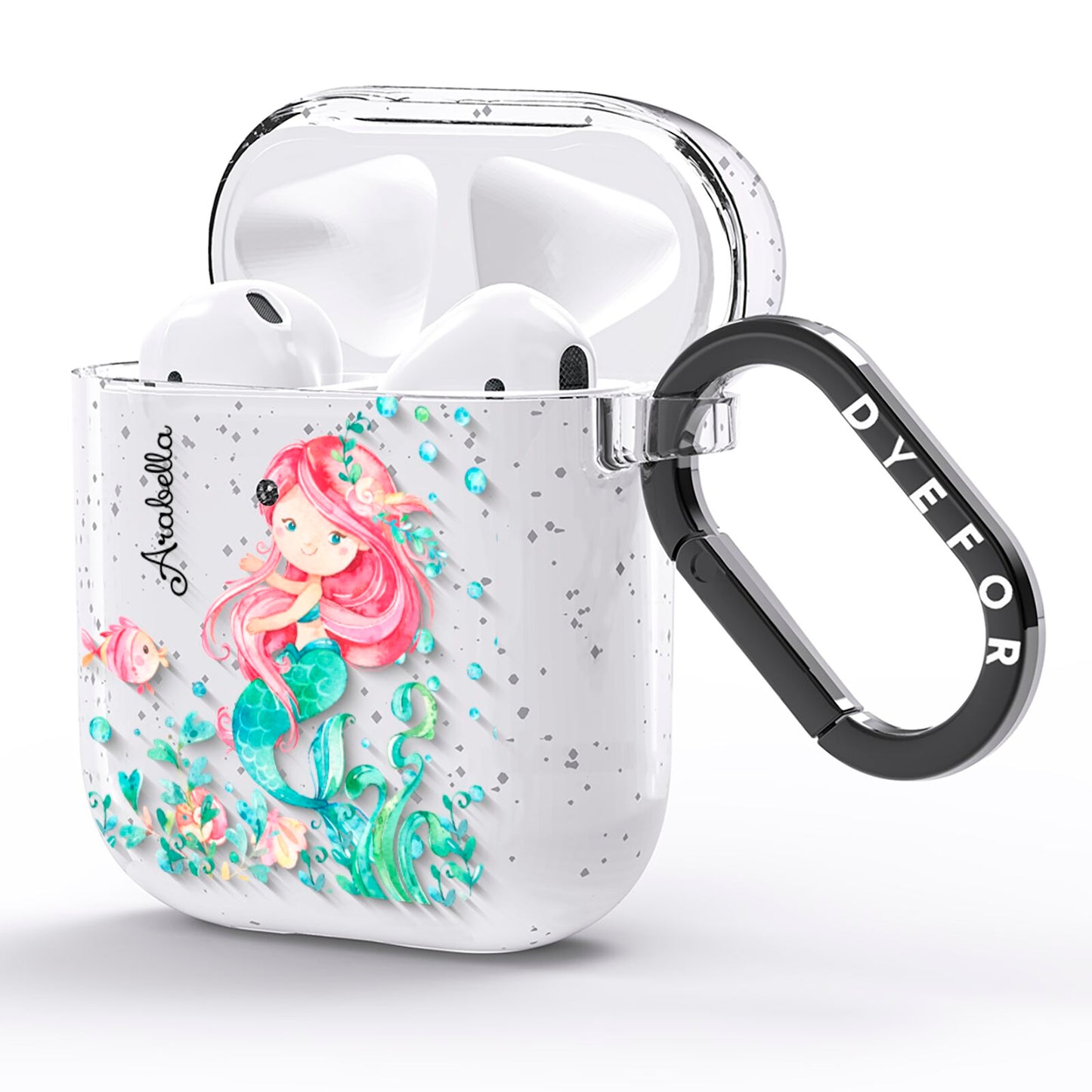 Personalised Mermaid AirPods Glitter Case Side Image