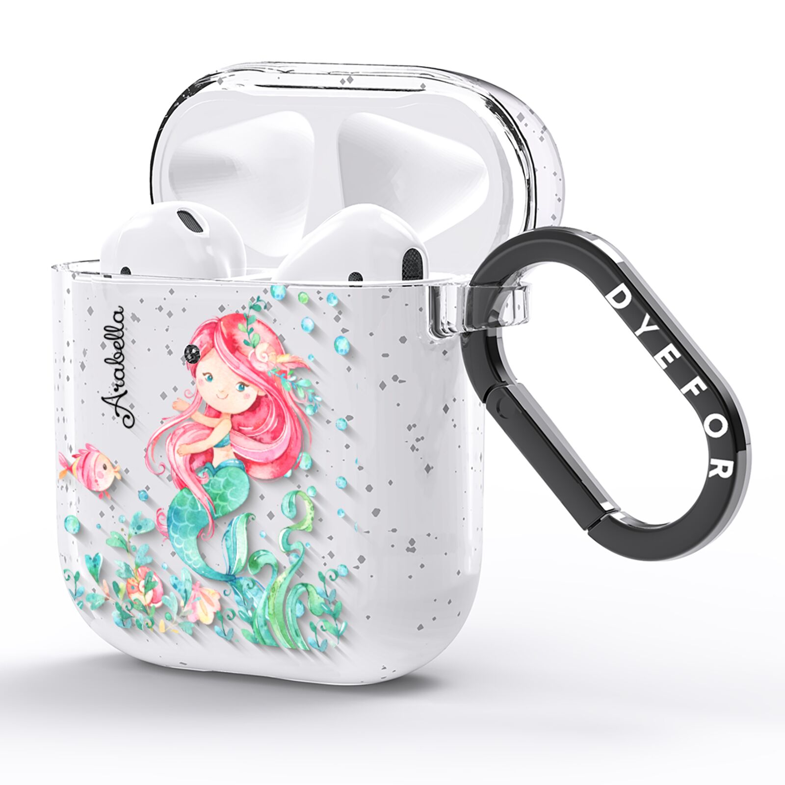 Personalised Mermaid AirPods Glitter Case Side Image