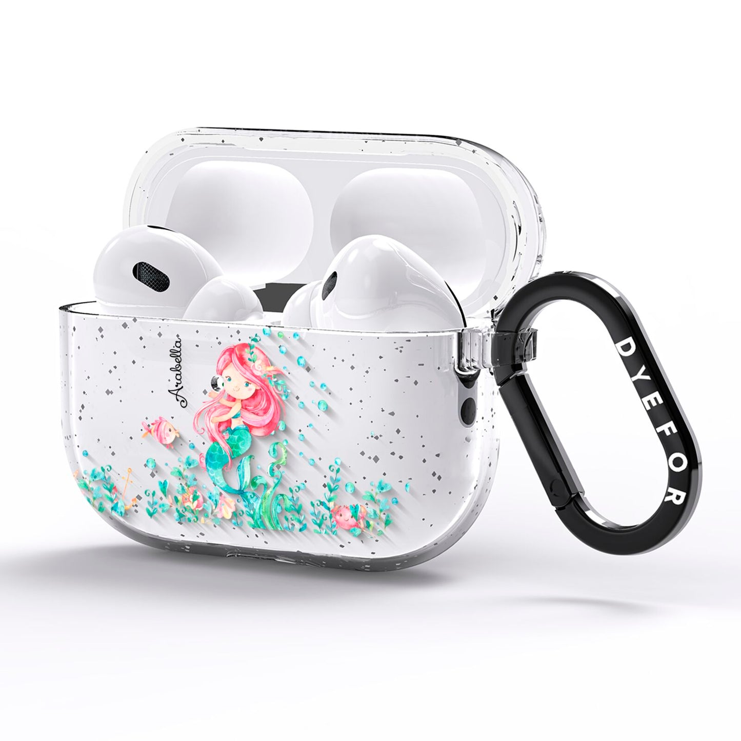 Personalised Mermaid AirPods Pro Glitter Case Side Image