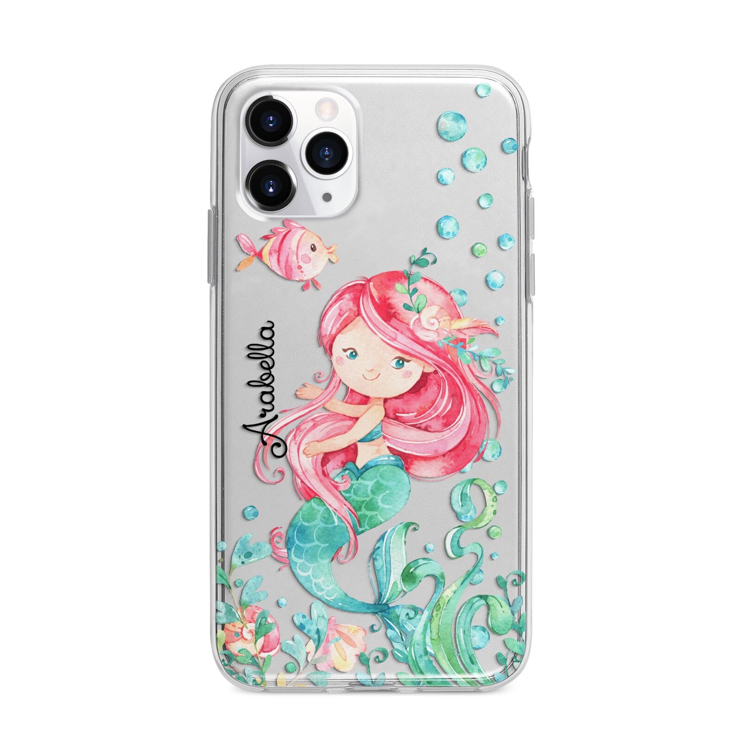 Personalised Mermaid Apple iPhone 11 Pro Max in Silver with Bumper Case