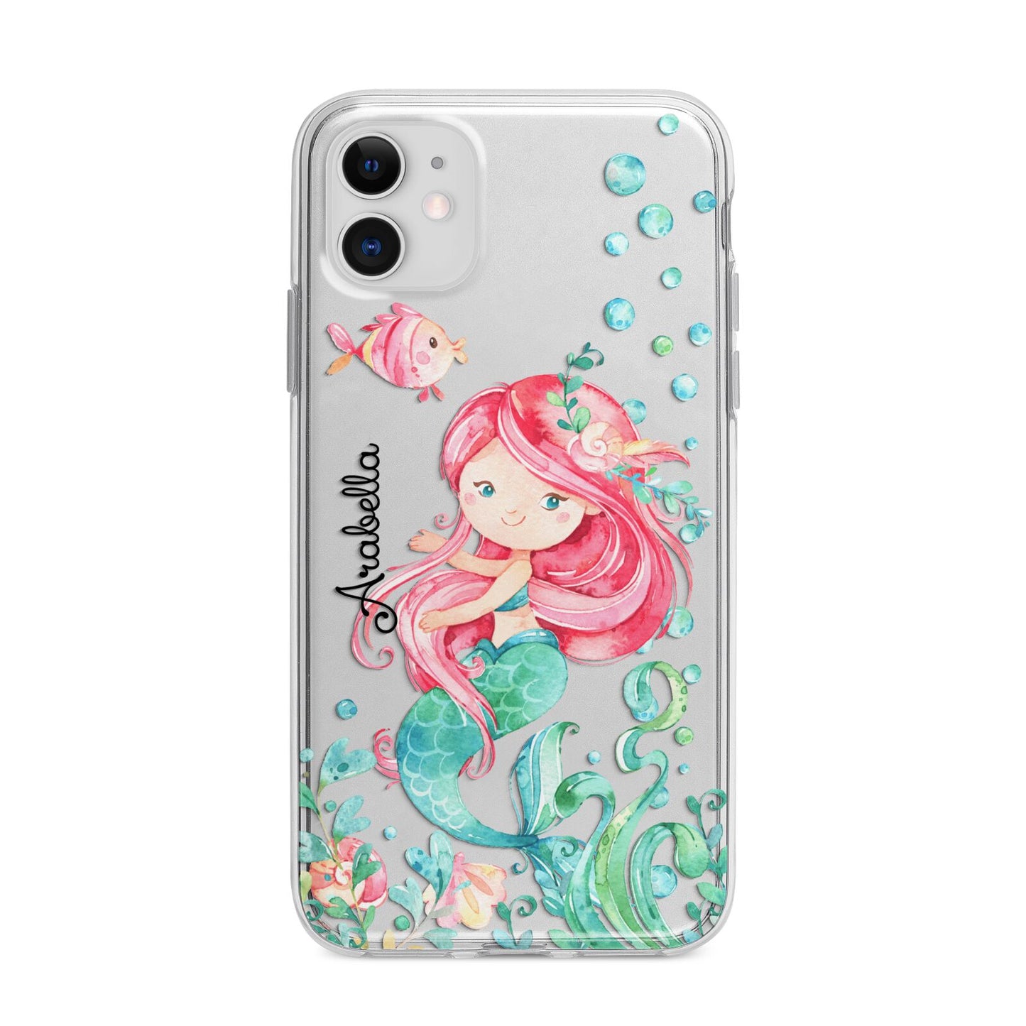 Personalised Mermaid Apple iPhone 11 in White with Bumper Case