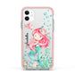 Personalised Mermaid Apple iPhone 11 in White with Pink Impact Case