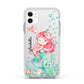 Personalised Mermaid Apple iPhone 11 in White with White Impact Case
