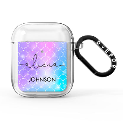 Personalised Mermaid Glitter with Names AirPods Clear Case