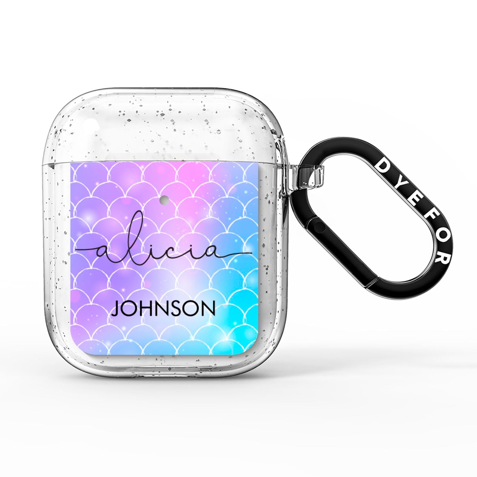 Personalised Mermaid Glitter with Names AirPods Glitter Case