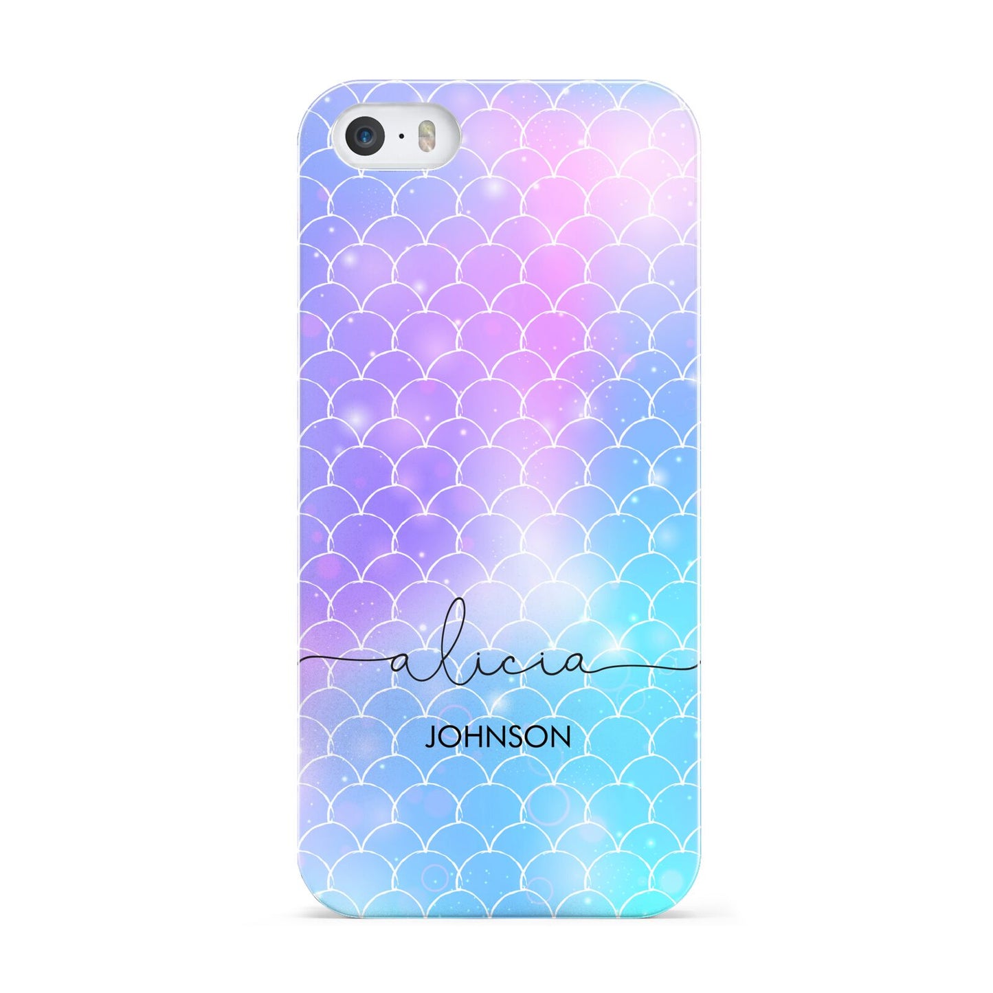 Personalised Mermaid Glitter with Names Apple iPhone 5 Case