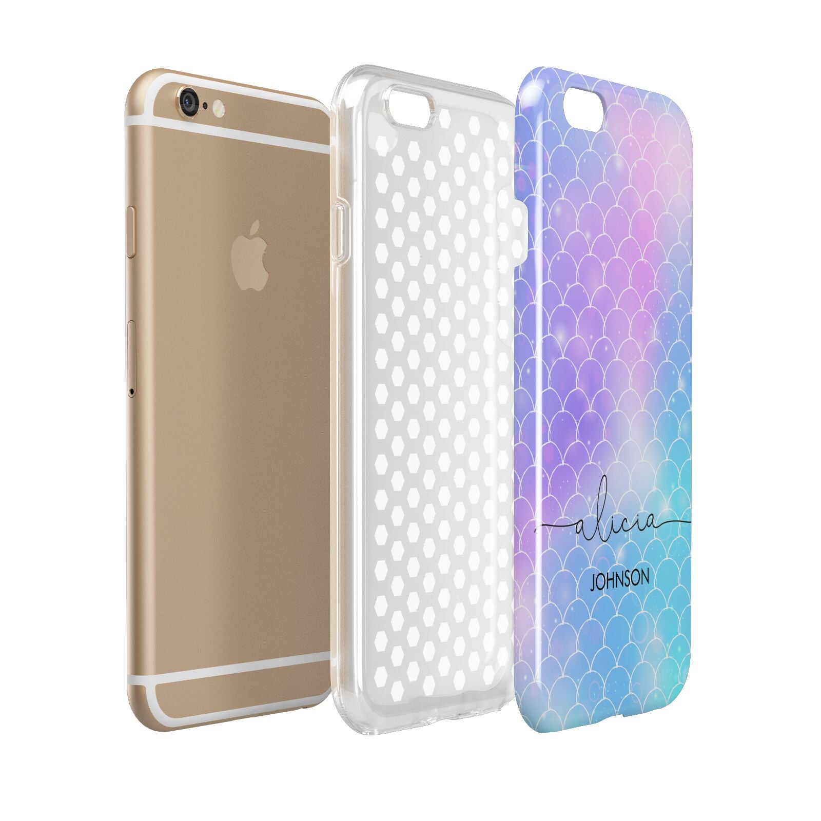 Personalised Mermaid Glitter with Names Apple iPhone 6 3D Tough Case Expanded view