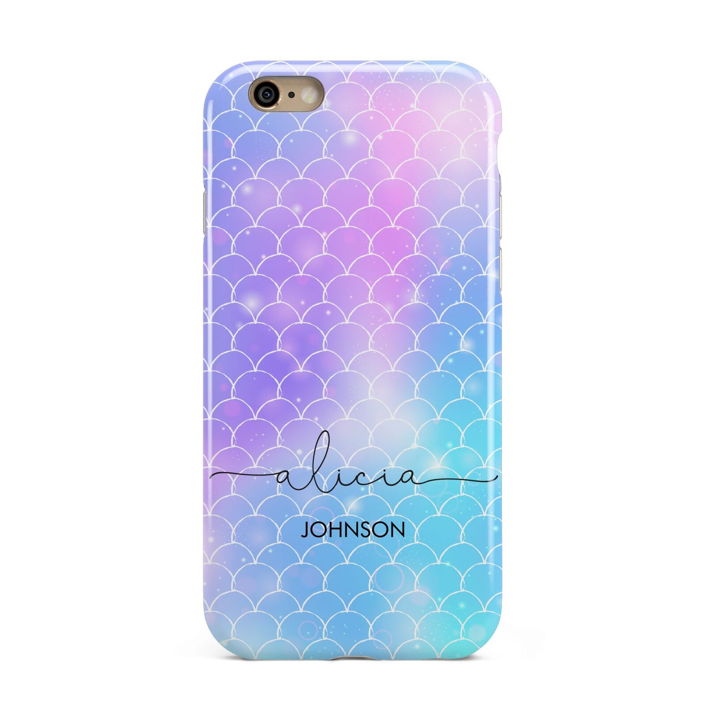 Personalised Mermaid Glitter with Names Apple iPhone 6 3D Tough Case