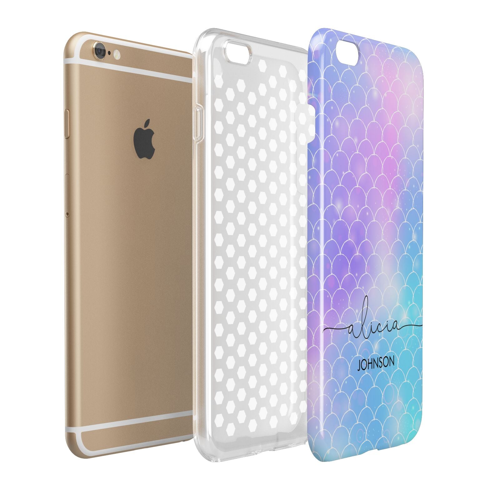 Personalised Mermaid Glitter with Names Apple iPhone 6 Plus 3D Tough Case Expand Detail Image
