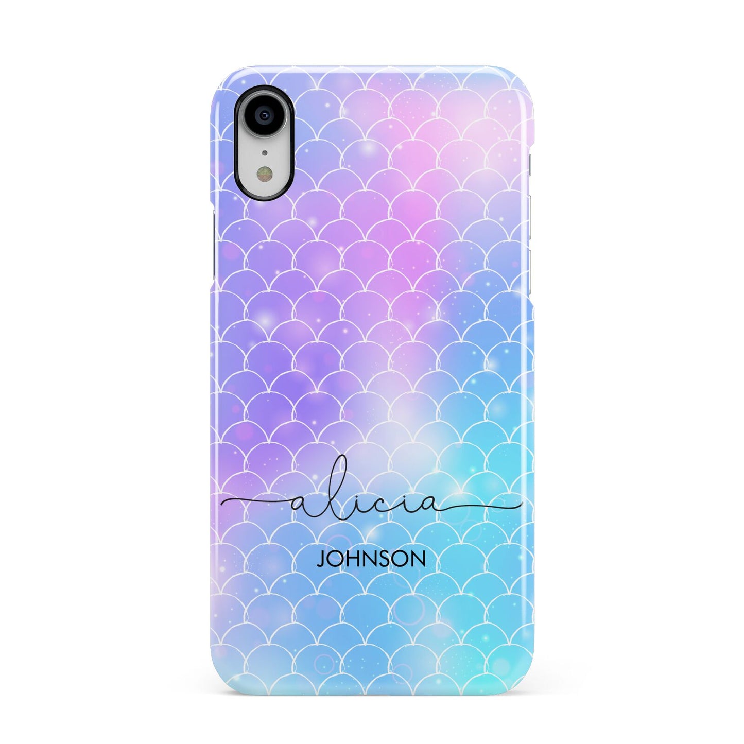 Personalised Mermaid Glitter with Names Apple iPhone XR White 3D Snap Case