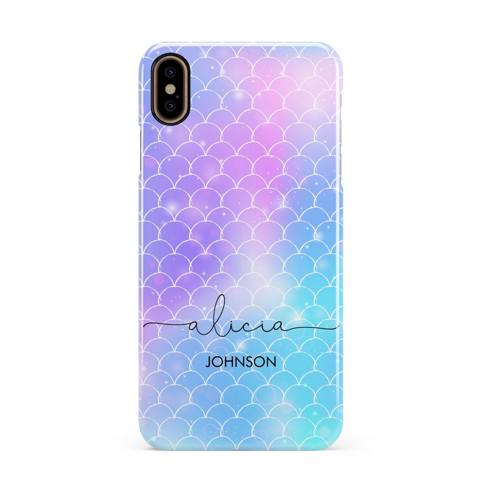 Personalised Mermaid Glitter with Names Apple iPhone Xs Max 3D Snap Case
