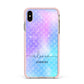 Personalised Mermaid Glitter with Names Apple iPhone Xs Max Impact Case Pink Edge on Gold Phone