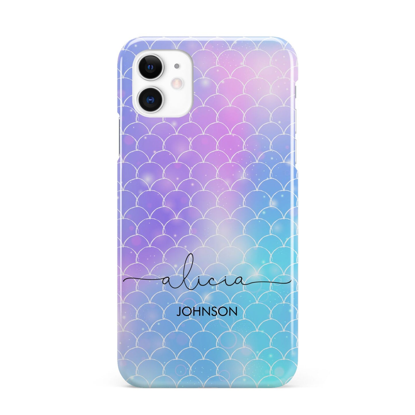 Personalised Mermaid Glitter with Names iPhone 11 3D Snap Case