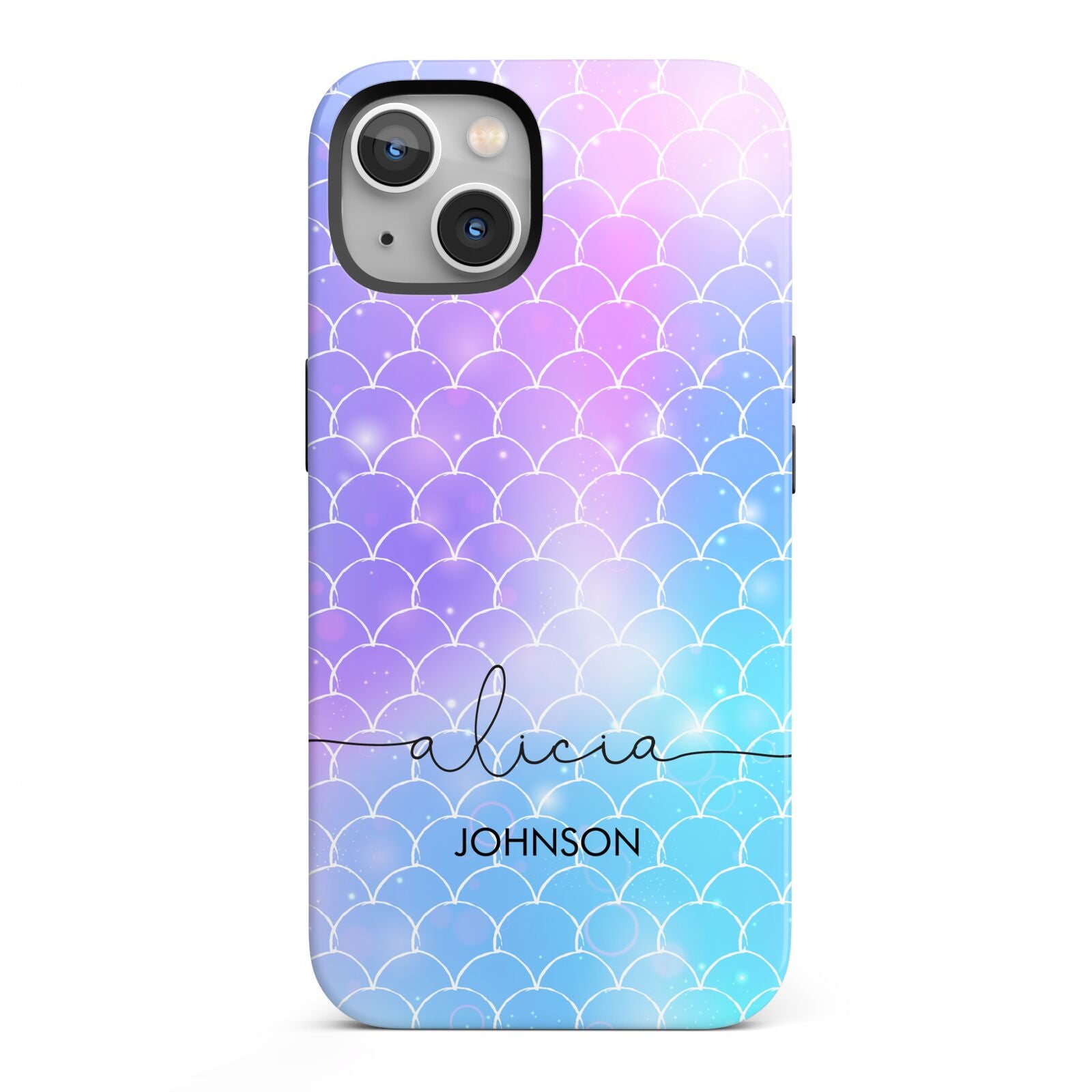 Personalised Mermaid Glitter with Names iPhone 13 Full Wrap 3D Tough Case