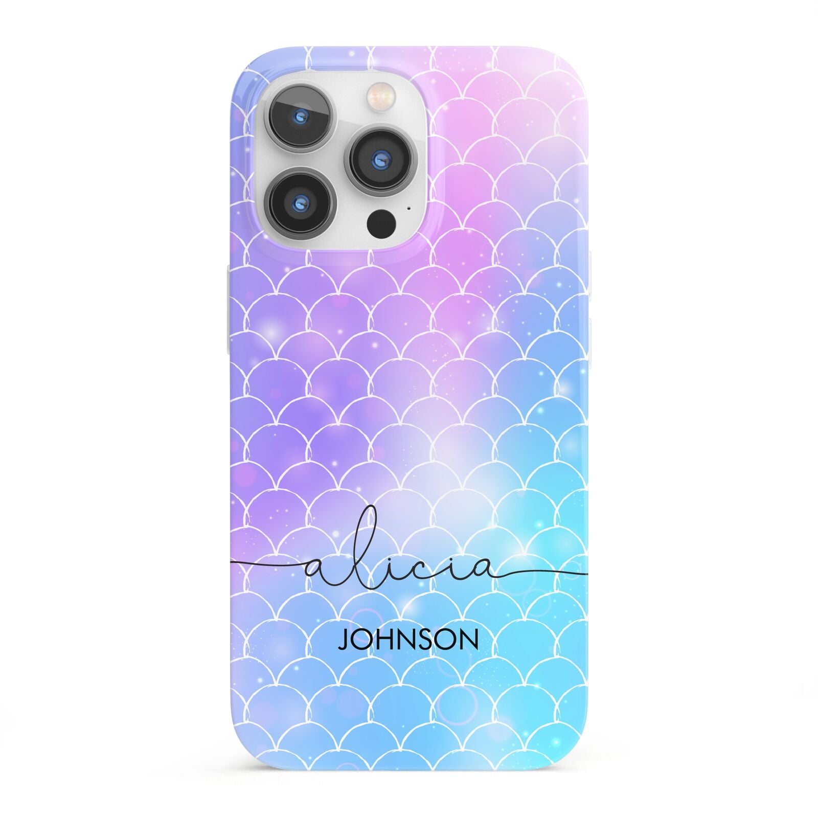 Personalised Mermaid Glitter with Names iPhone 13 Pro Full Wrap 3D Snap Case