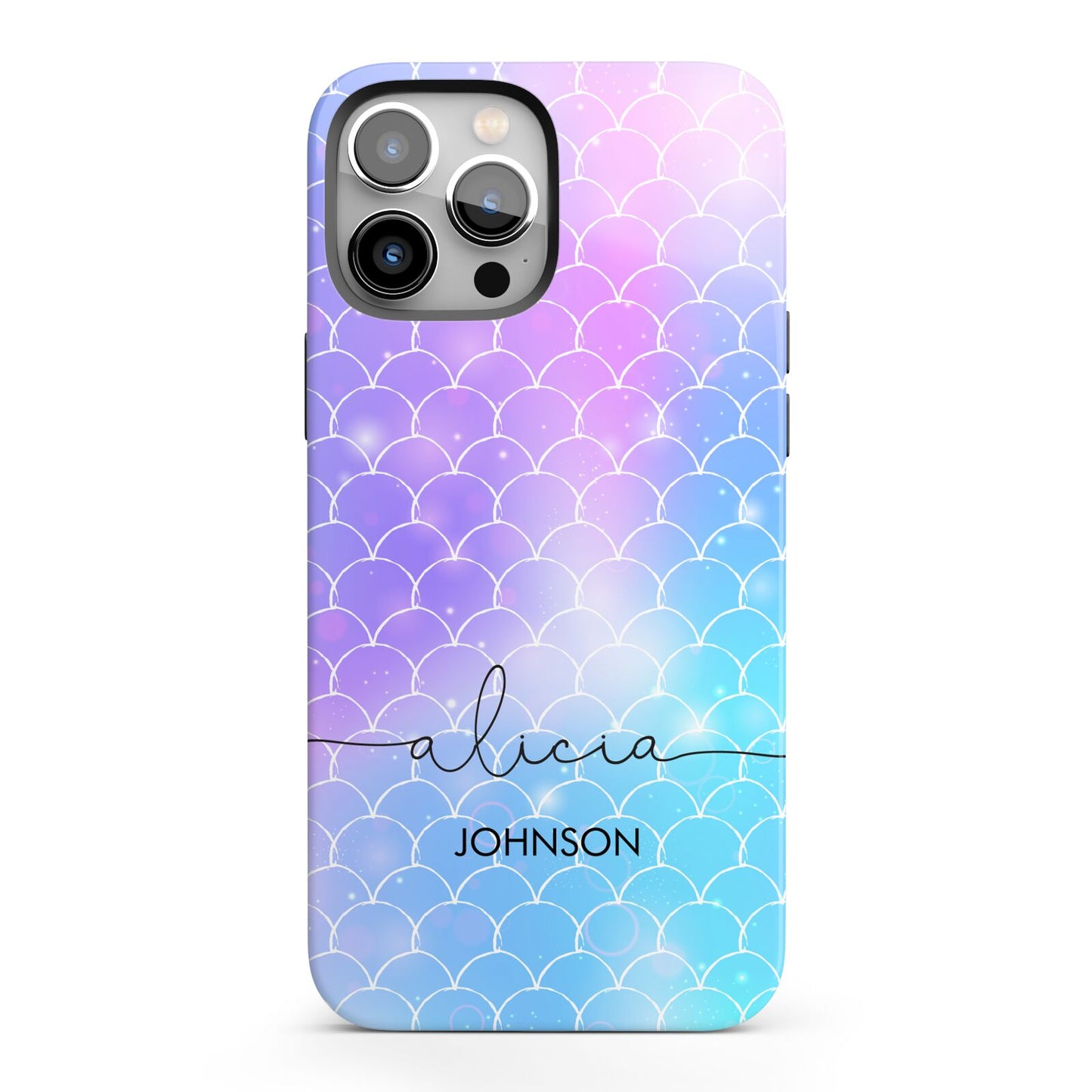 Personalised Mermaid Glitter with Names iPhone 13 Pro Max Full Wrap 3D Tough Case