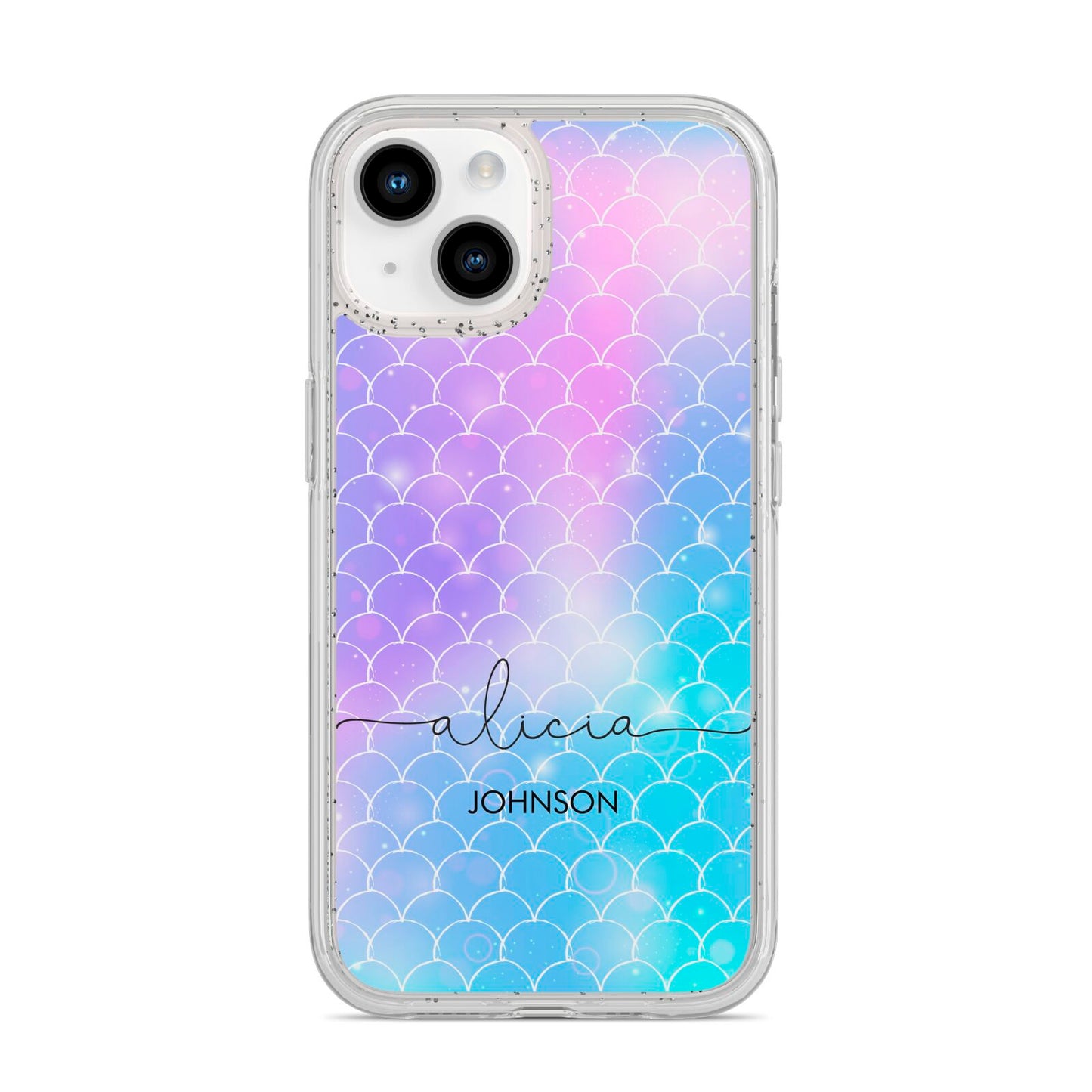 Personalised Mermaid Glitter with Names iPhone 14 Glitter Tough Case Starlight