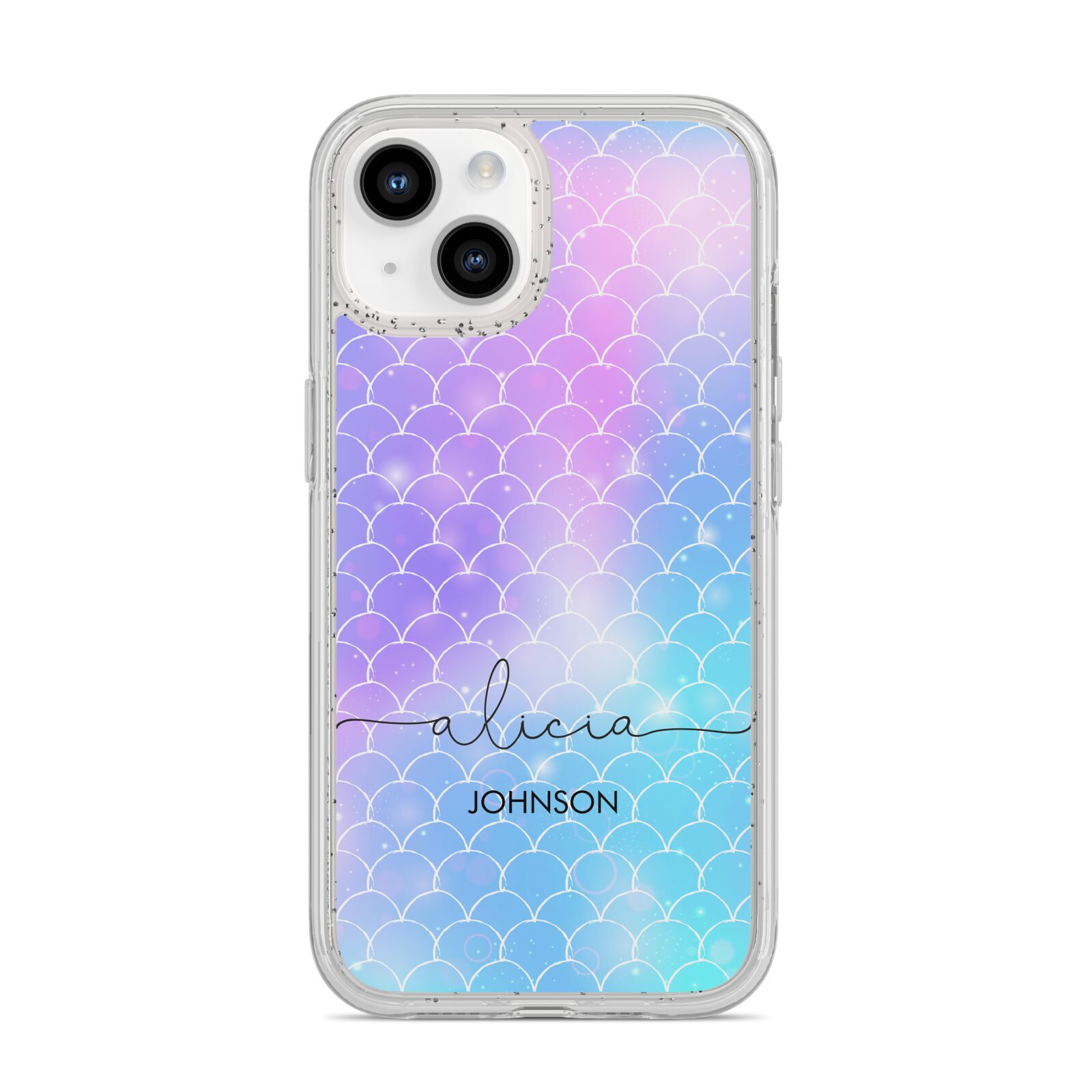 Personalised Mermaid Glitter with Names iPhone 14 Glitter Tough Case Starlight
