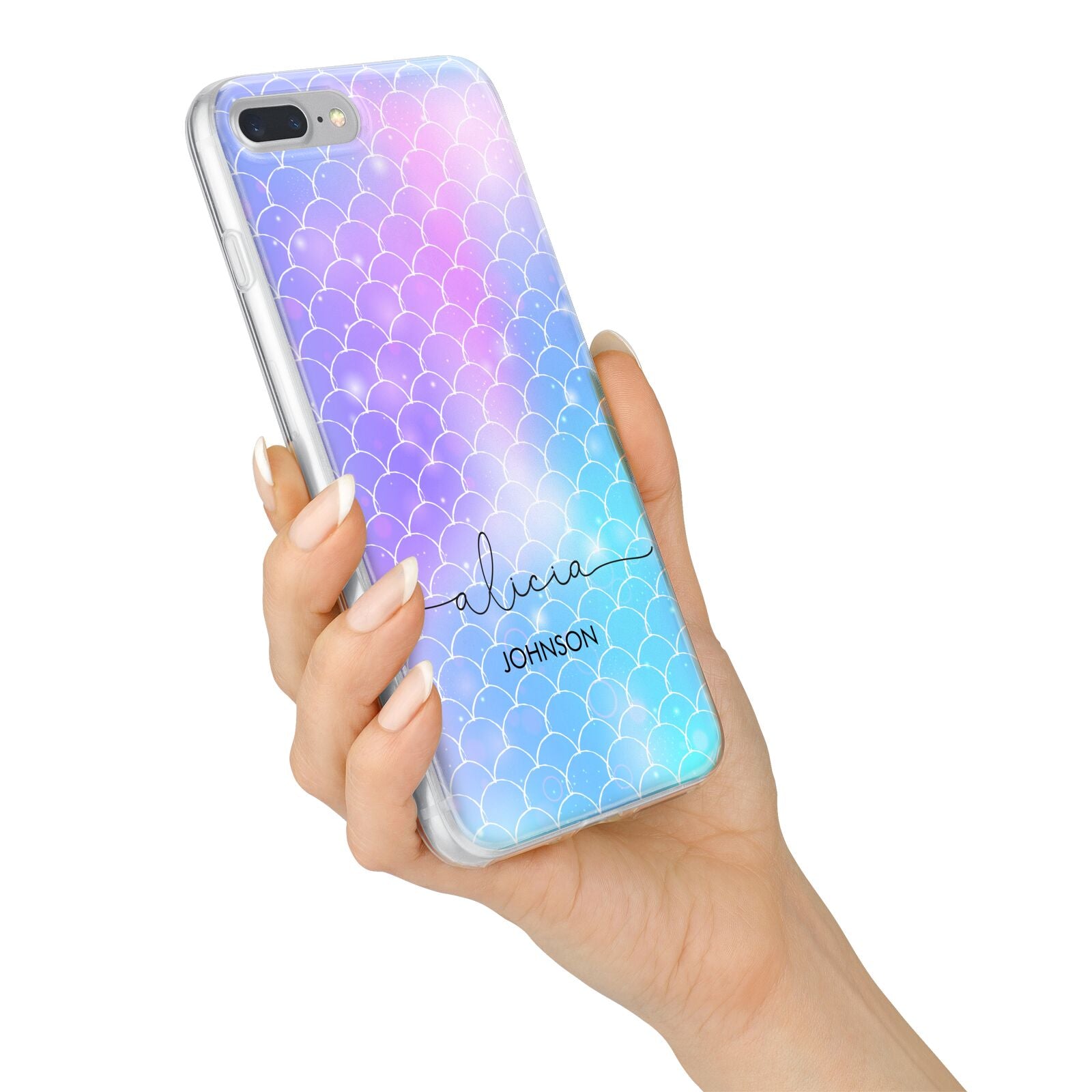 Personalised Mermaid Glitter with Names iPhone 7 Plus Bumper Case on Silver iPhone Alternative Image
