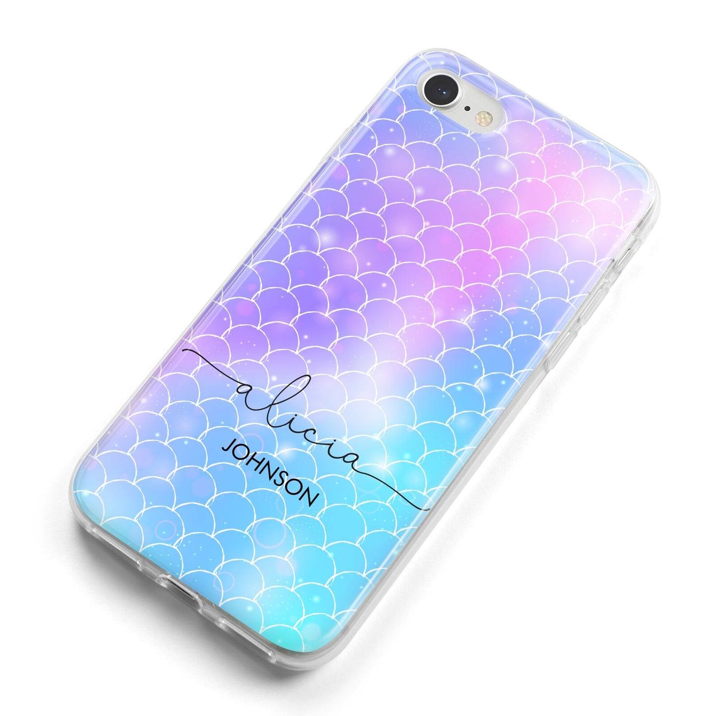 Personalised Mermaid Glitter with Names iPhone 8 Bumper Case on Silver iPhone Alternative Image