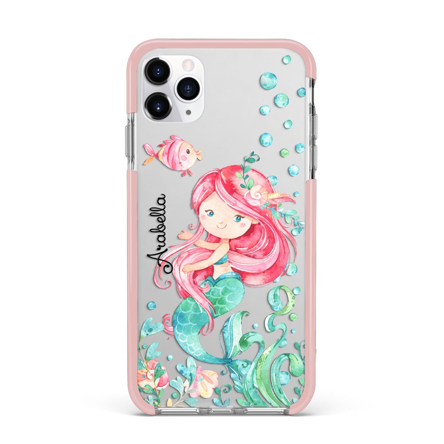 Personalised Mermaid iPhone 11 Pro Max Impact Pink Edge Case
