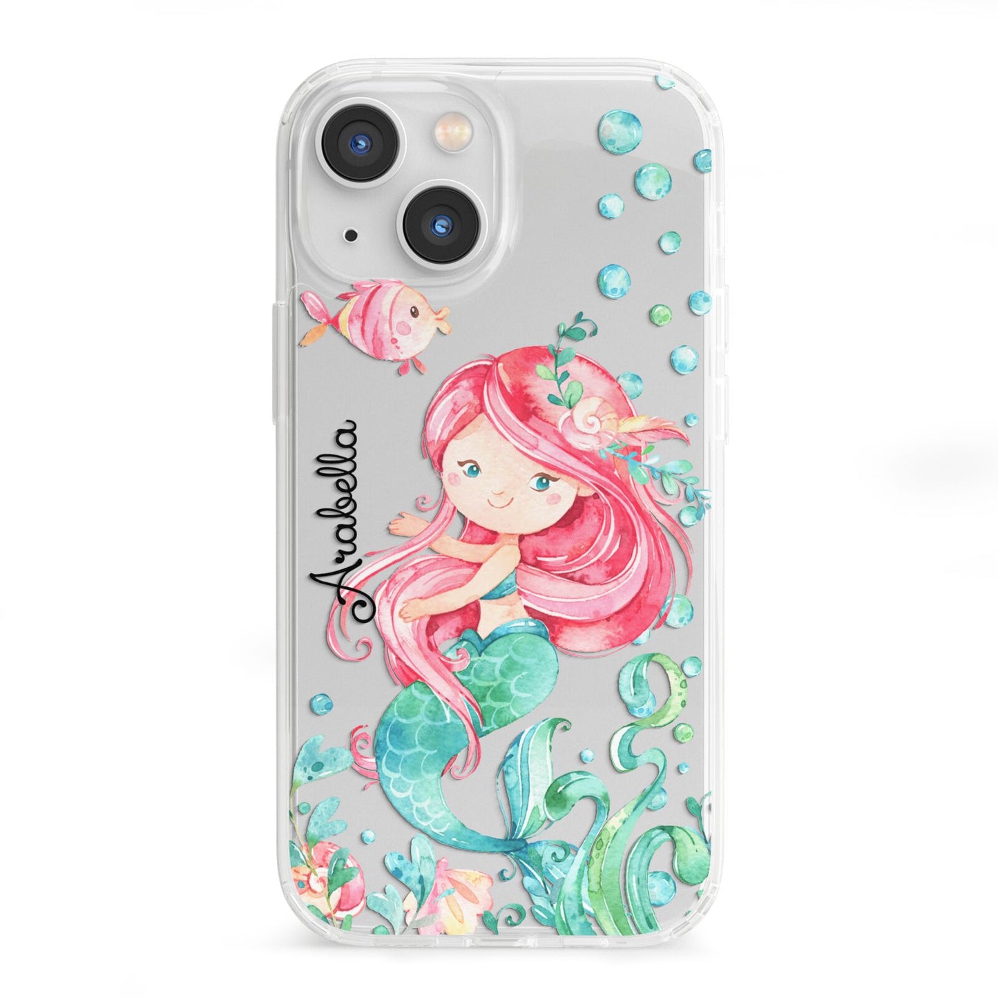 Personalised Mermaid iPhone 13 Mini Clear Bumper Case