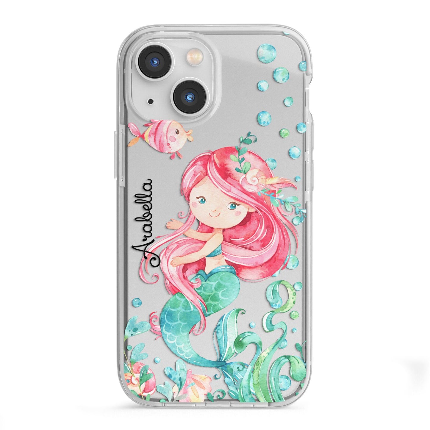 Personalised Mermaid iPhone 13 Mini TPU Impact Case with White Edges
