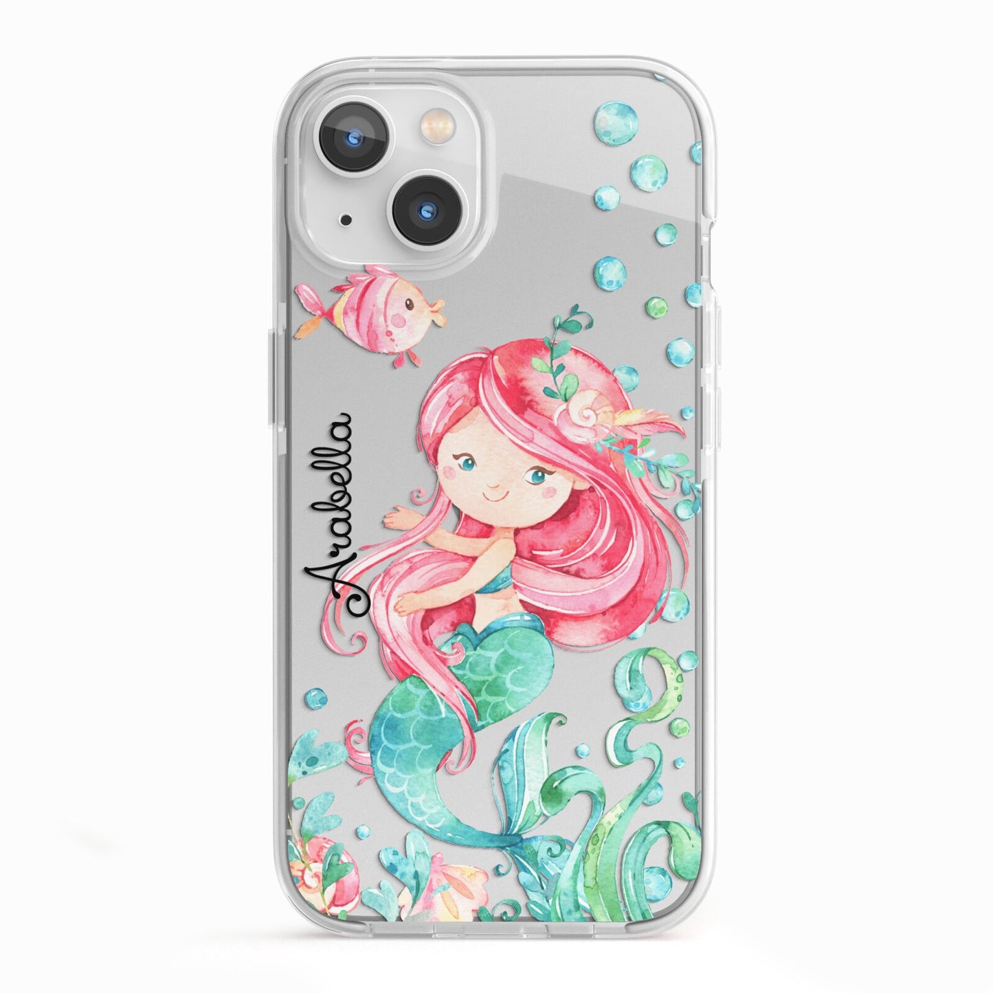 Personalised Mermaid iPhone 13 TPU Impact Case with White Edges