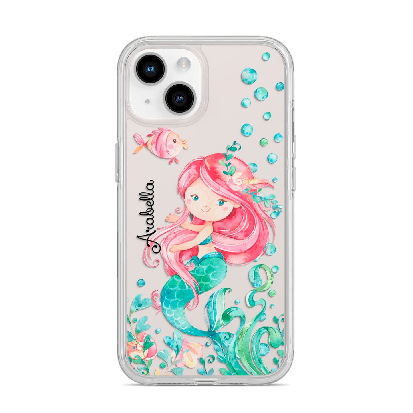 Personalised Mermaid iPhone 14 Clear Tough Case Starlight