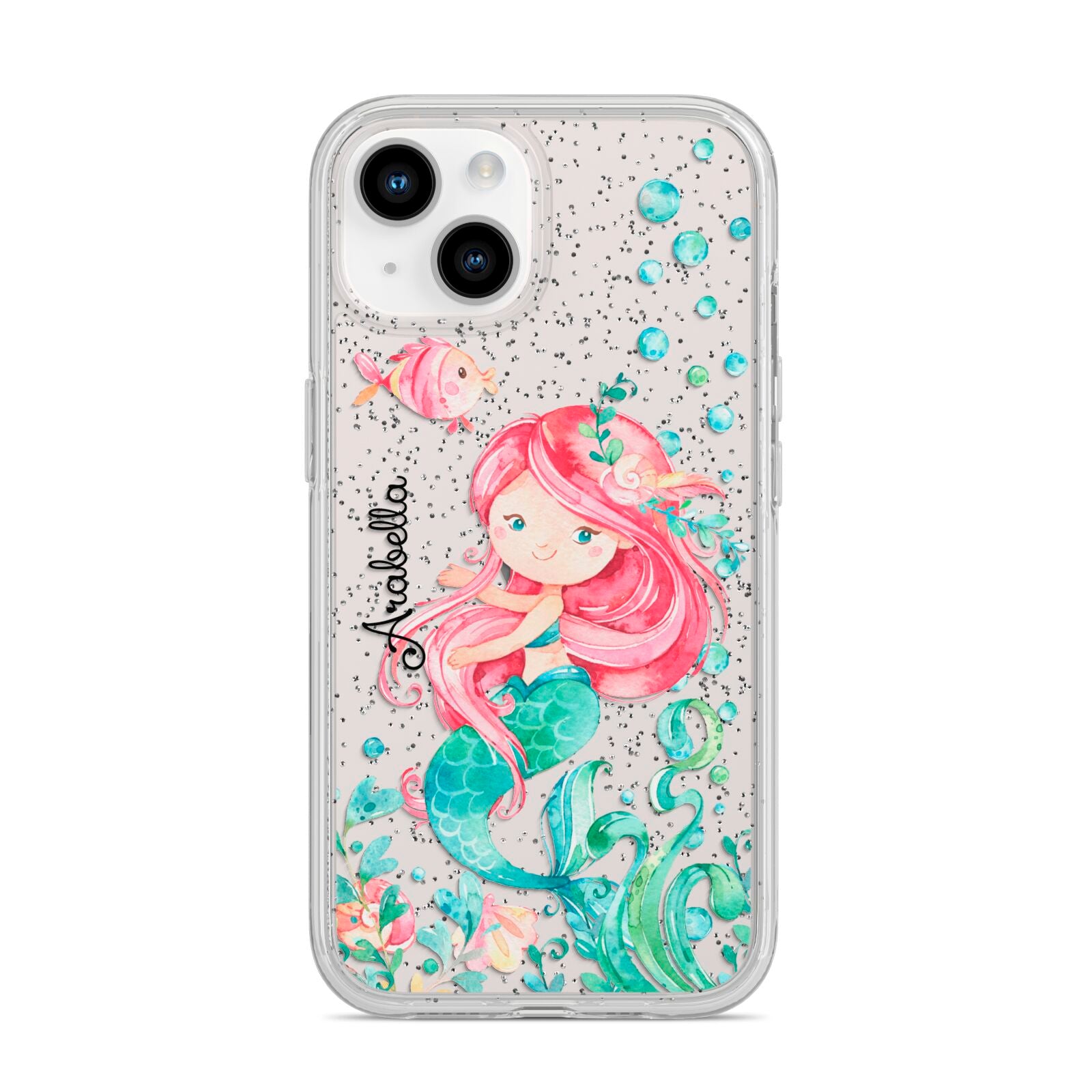 Personalised Mermaid iPhone 14 Glitter Tough Case Starlight