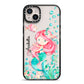 Personalised Mermaid iPhone 14 Plus Black Impact Case on Silver phone