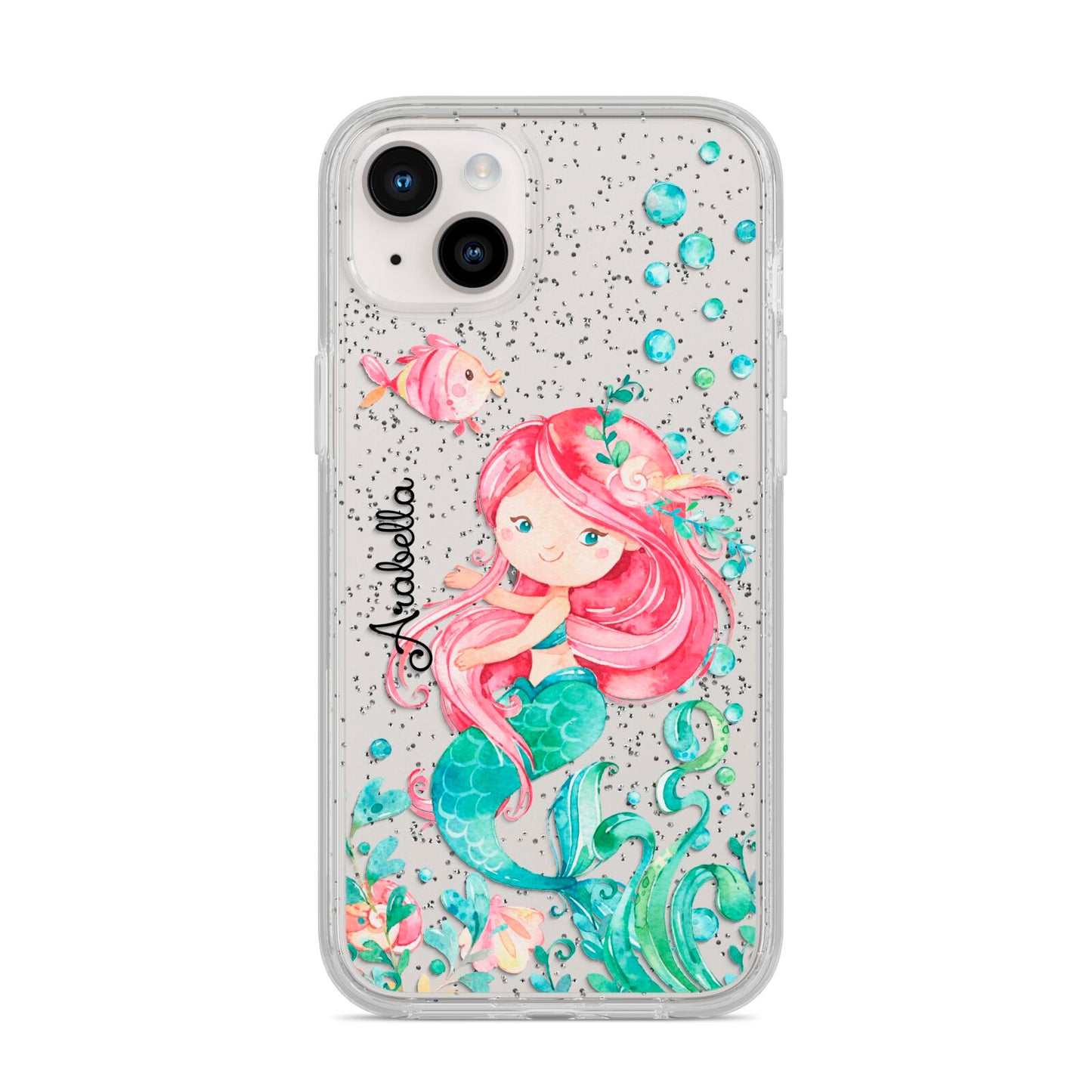 Personalised Mermaid iPhone 14 Plus Glitter Tough Case Starlight