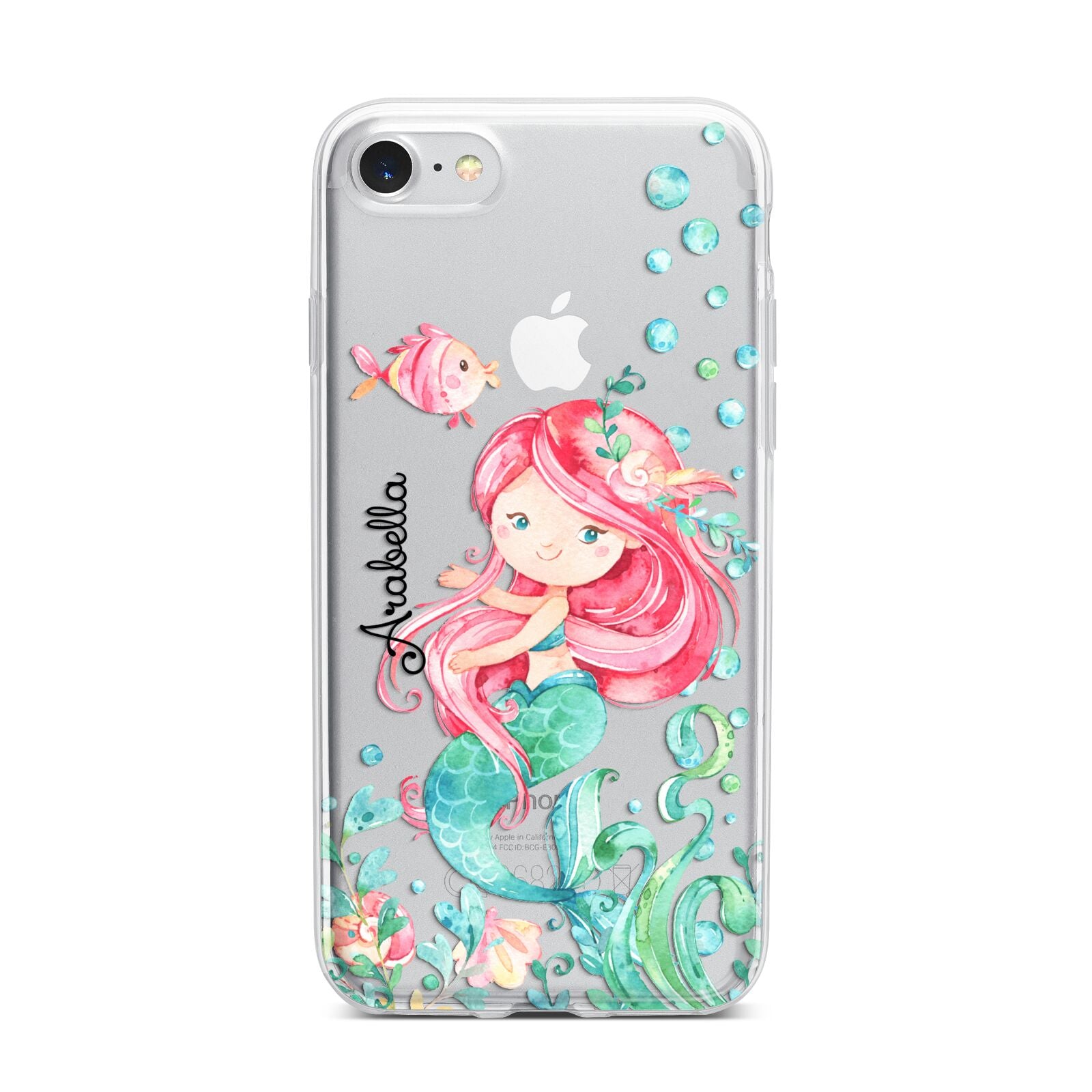 Personalised Mermaid iPhone 7 Bumper Case on Silver iPhone