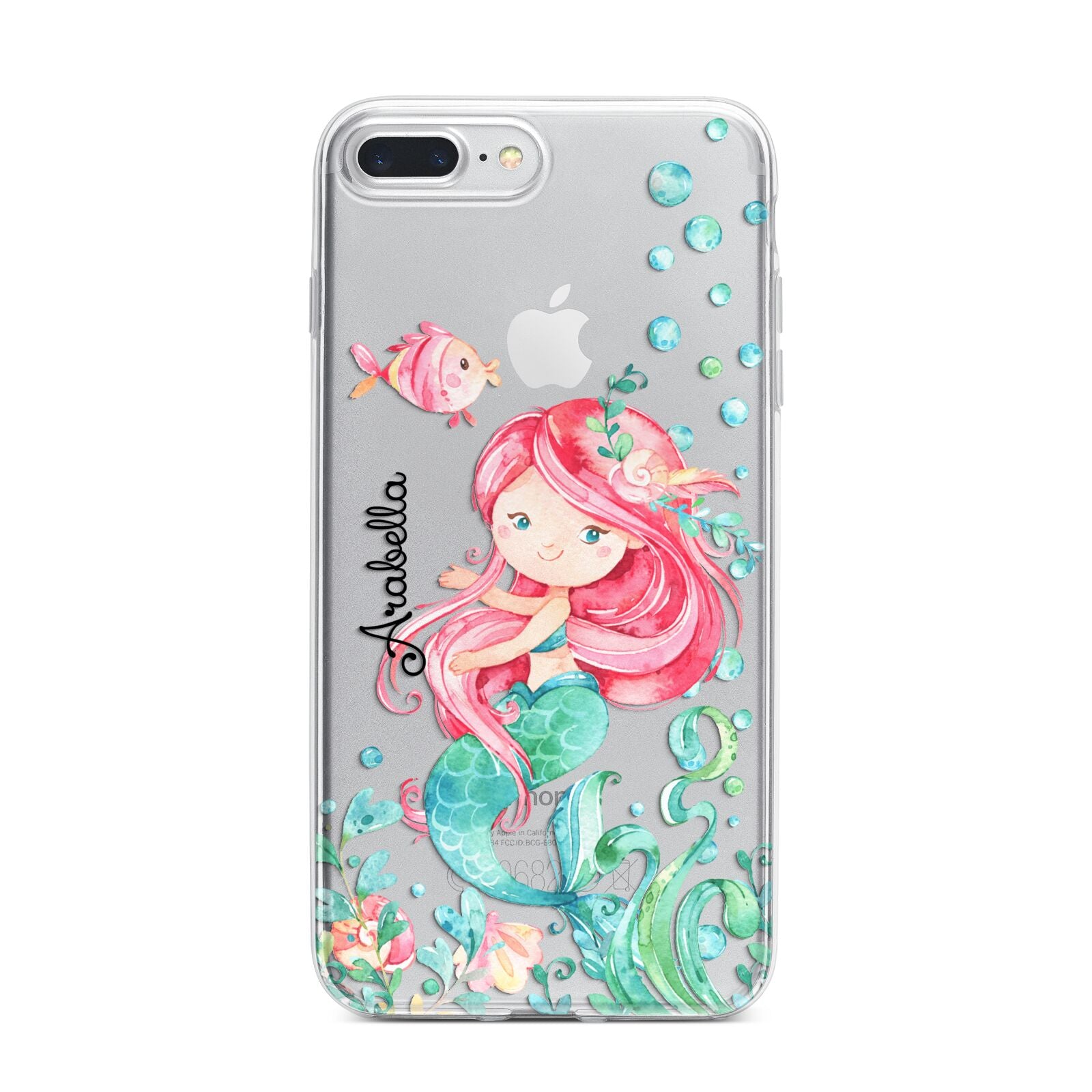 Personalised Mermaid iPhone 7 Plus Bumper Case on Silver iPhone
