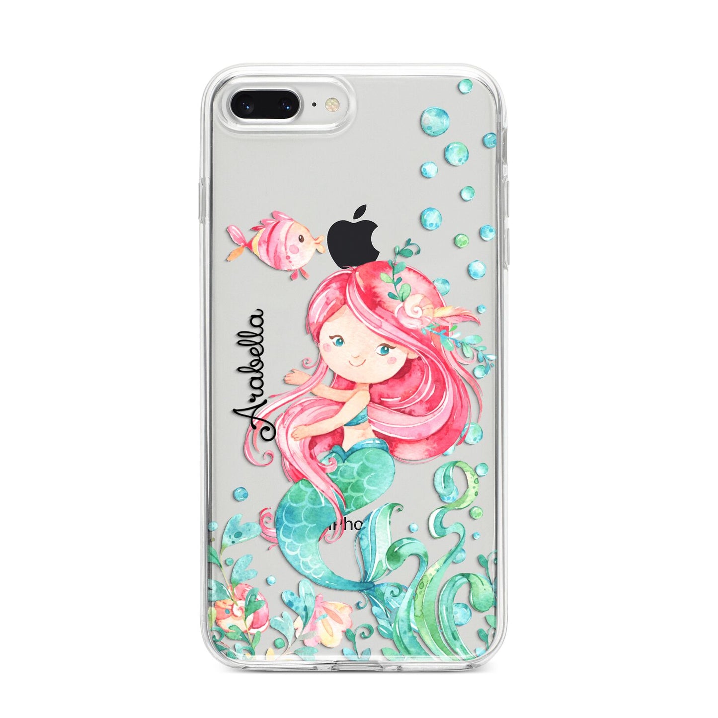 Personalised Mermaid iPhone 8 Plus Bumper Case on Silver iPhone