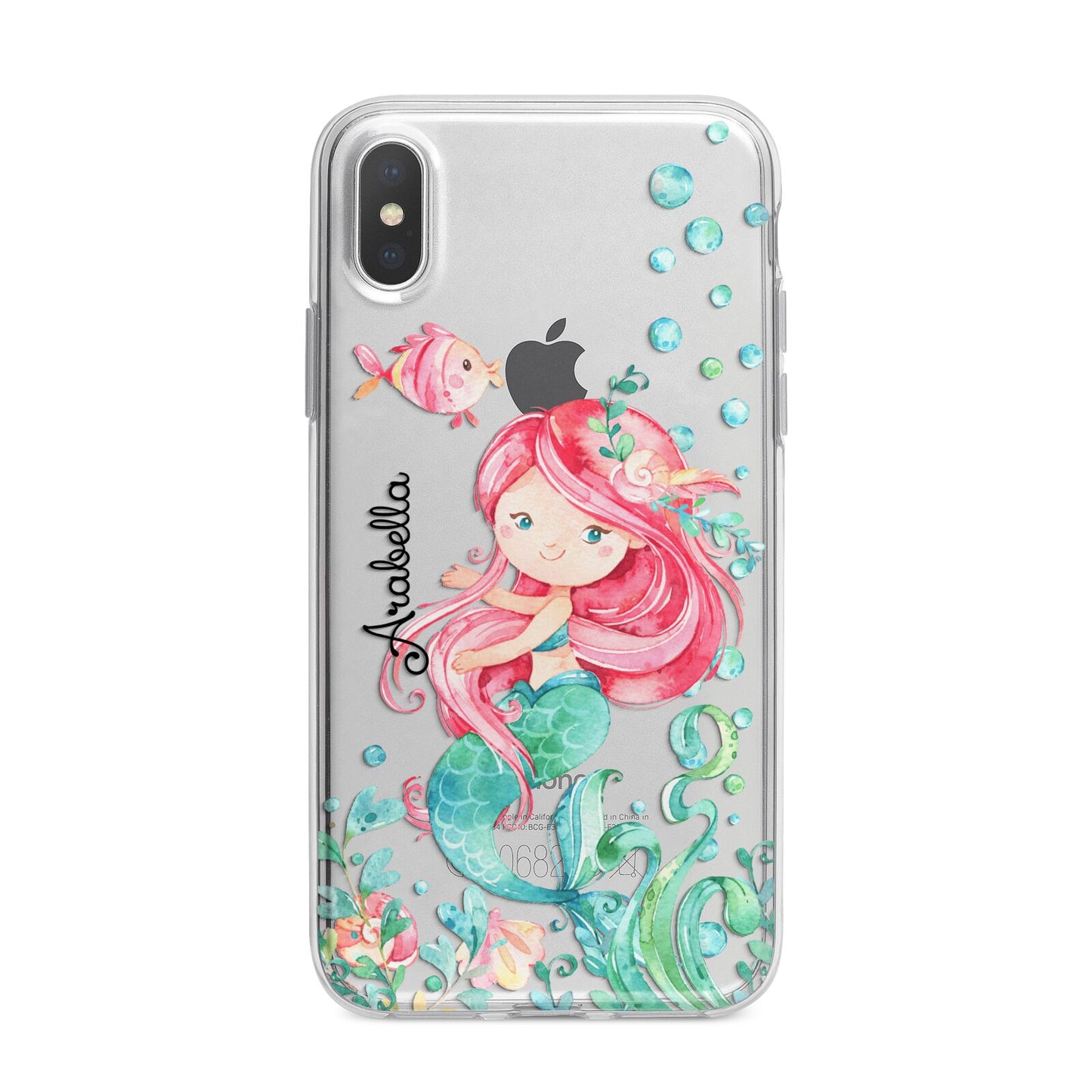 Personalised Mermaid iPhone X Bumper Case on Silver iPhone Alternative Image 1