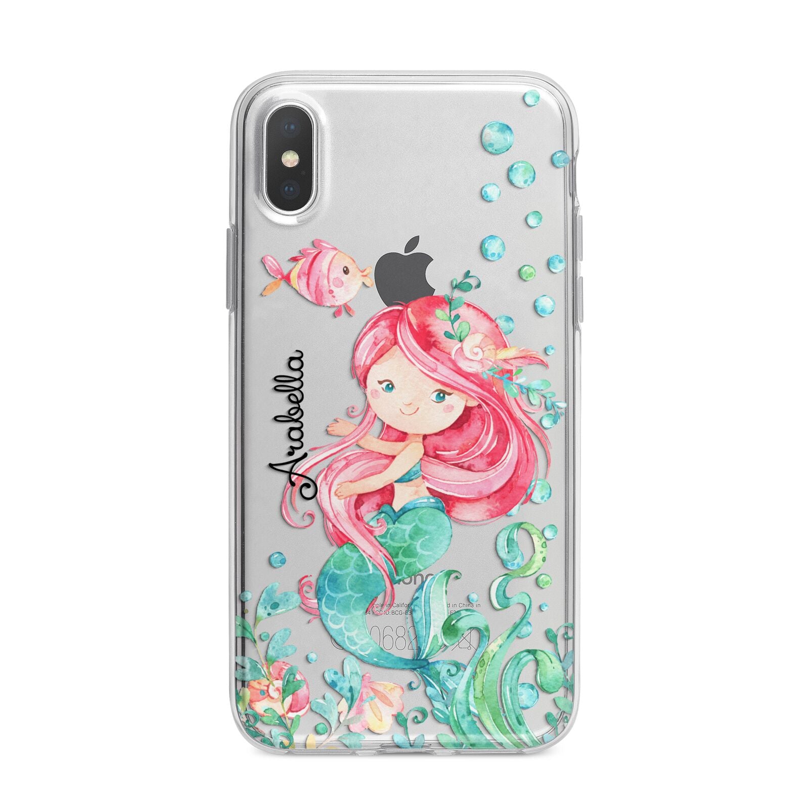 Personalised Mermaid iPhone X Bumper Case on Silver iPhone Alternative Image 1