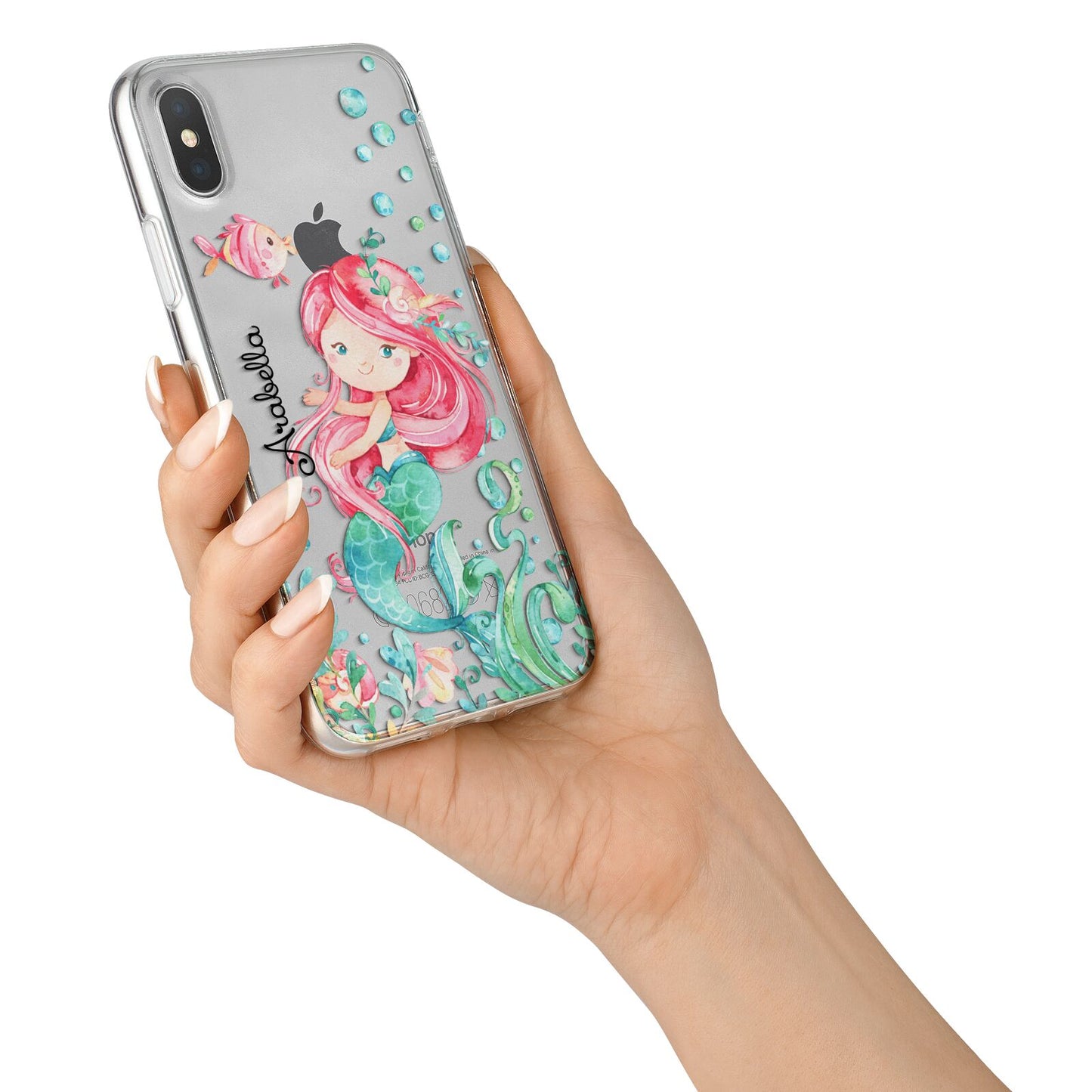 Personalised Mermaid iPhone X Bumper Case on Silver iPhone Alternative Image 2
