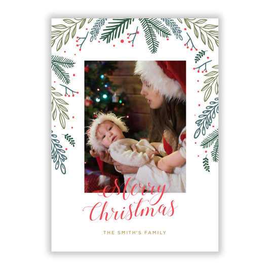 Personalised Merry Christmas Photo A5 Flat Greetings Card