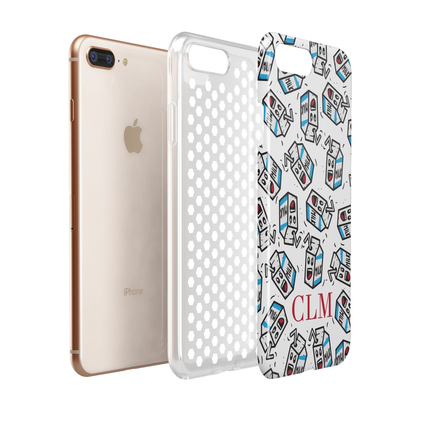 Personalised Milk Carton Initials Apple iPhone 7 8 Plus 3D Tough Case Expanded View