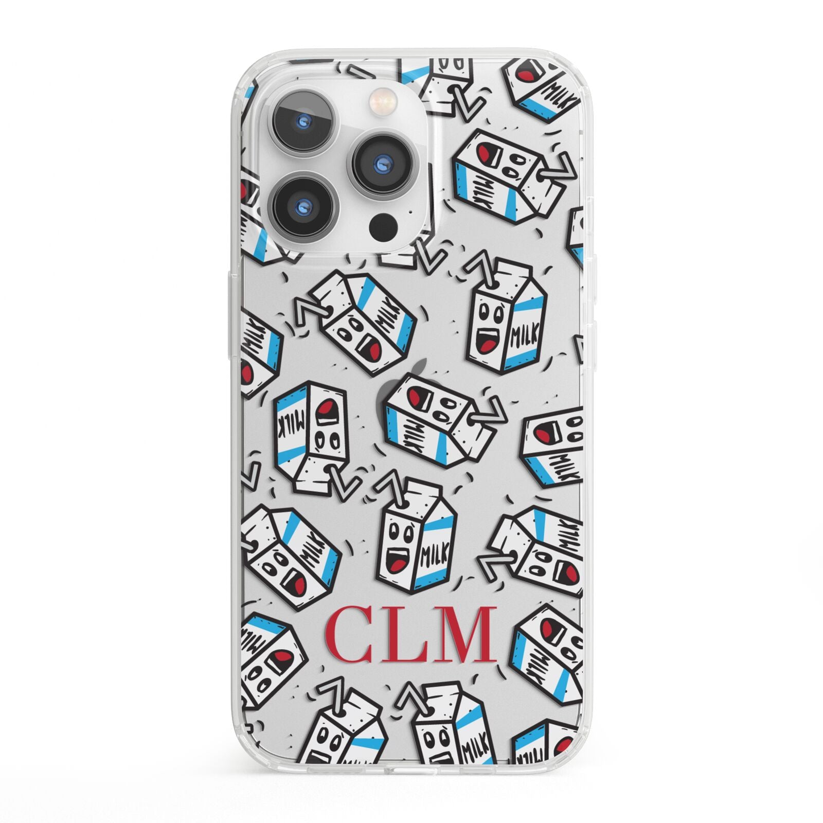 Personalised Milk Carton Initials iPhone 13 Pro Clear Bumper Case