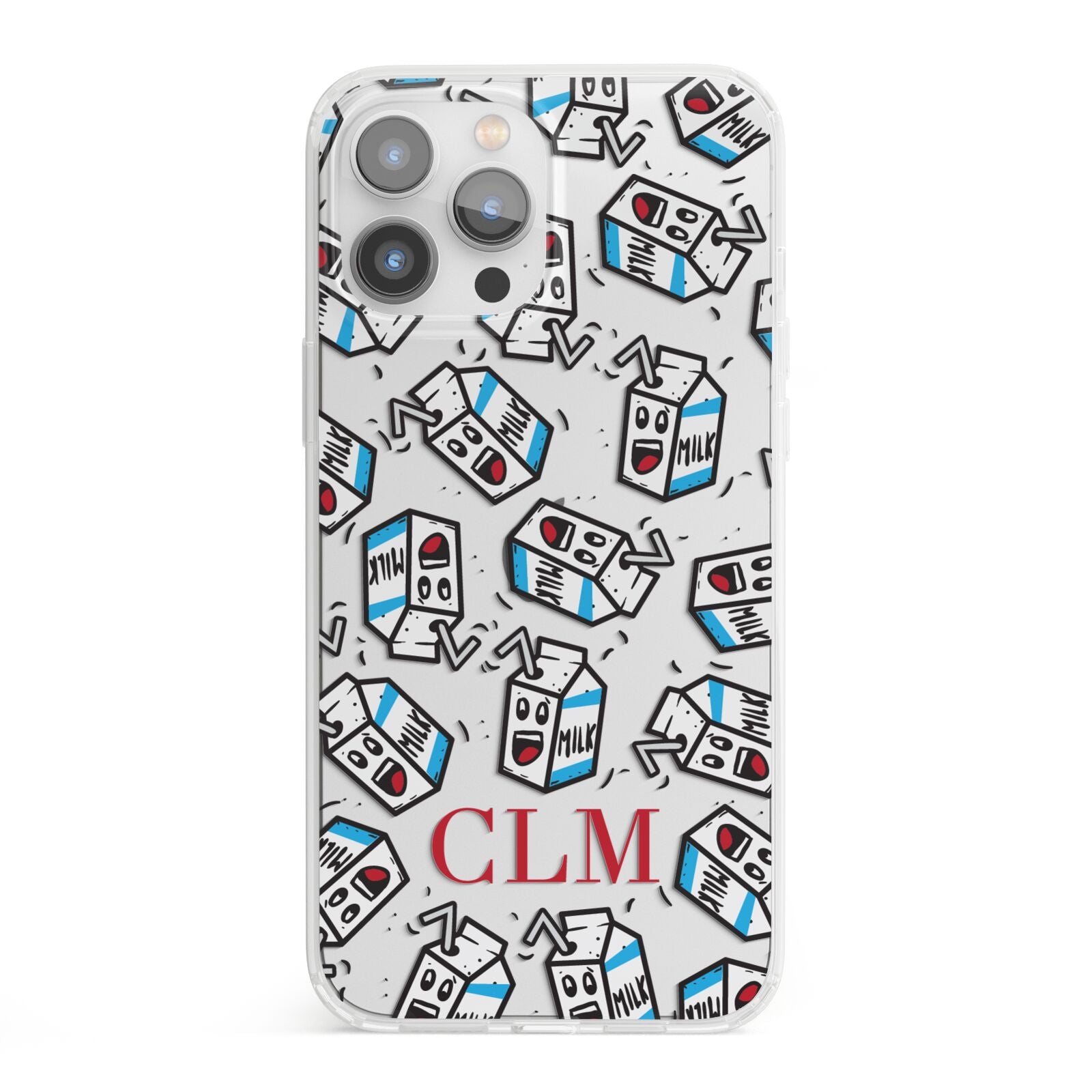 Personalised Milk Carton Initials iPhone 13 Pro Max Clear Bumper Case