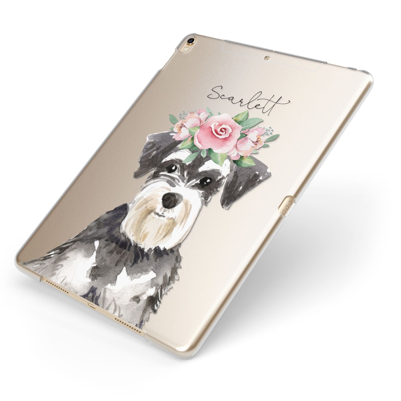 Personalised Miniature Schnauzer Apple iPad Case on Gold iPad Side View