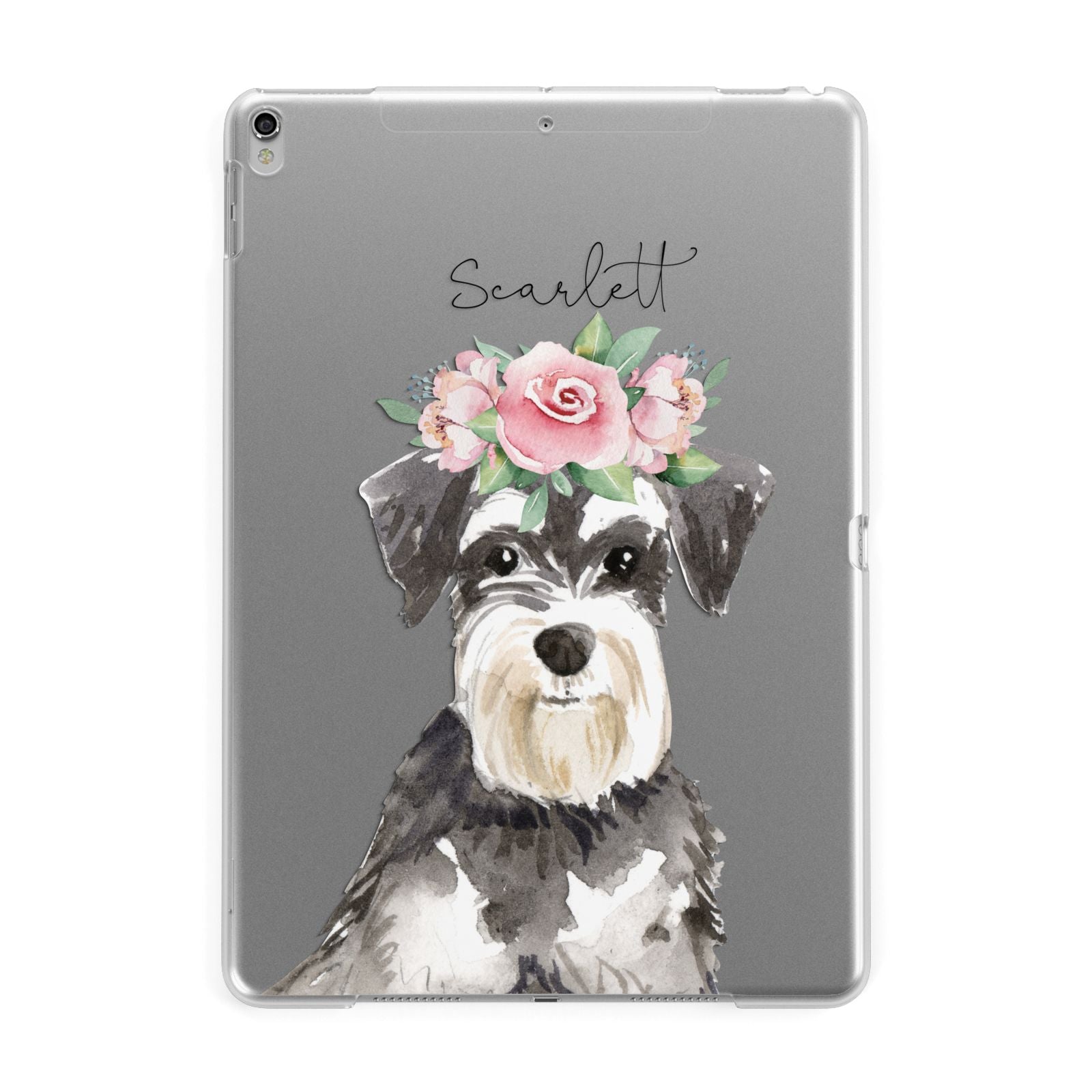 Personalised Miniature Schnauzer Apple iPad Silver Case