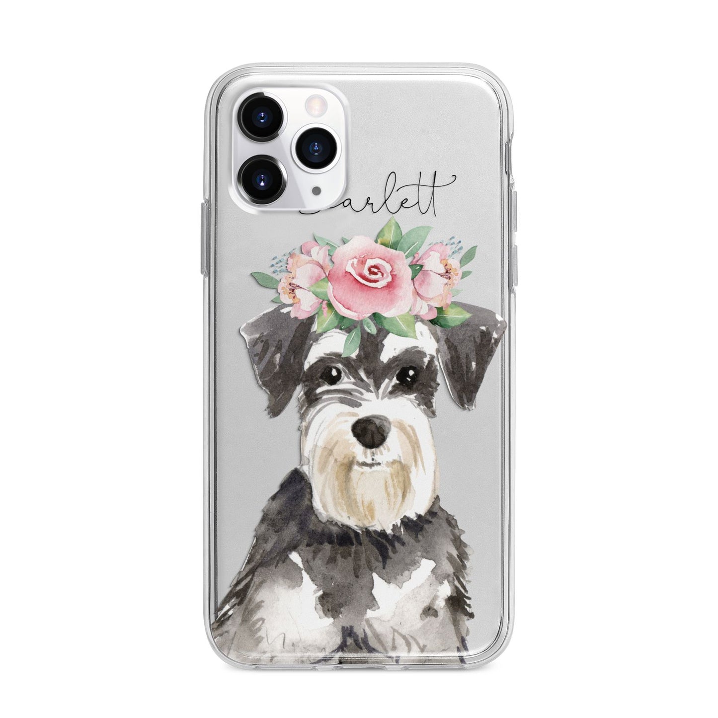 Personalised Miniature Schnauzer Apple iPhone 11 Pro in Silver with Bumper Case